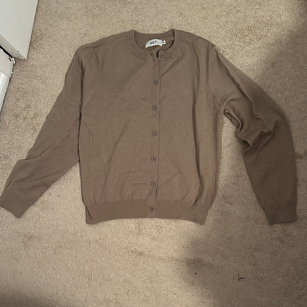 Set active tan cardigan XS